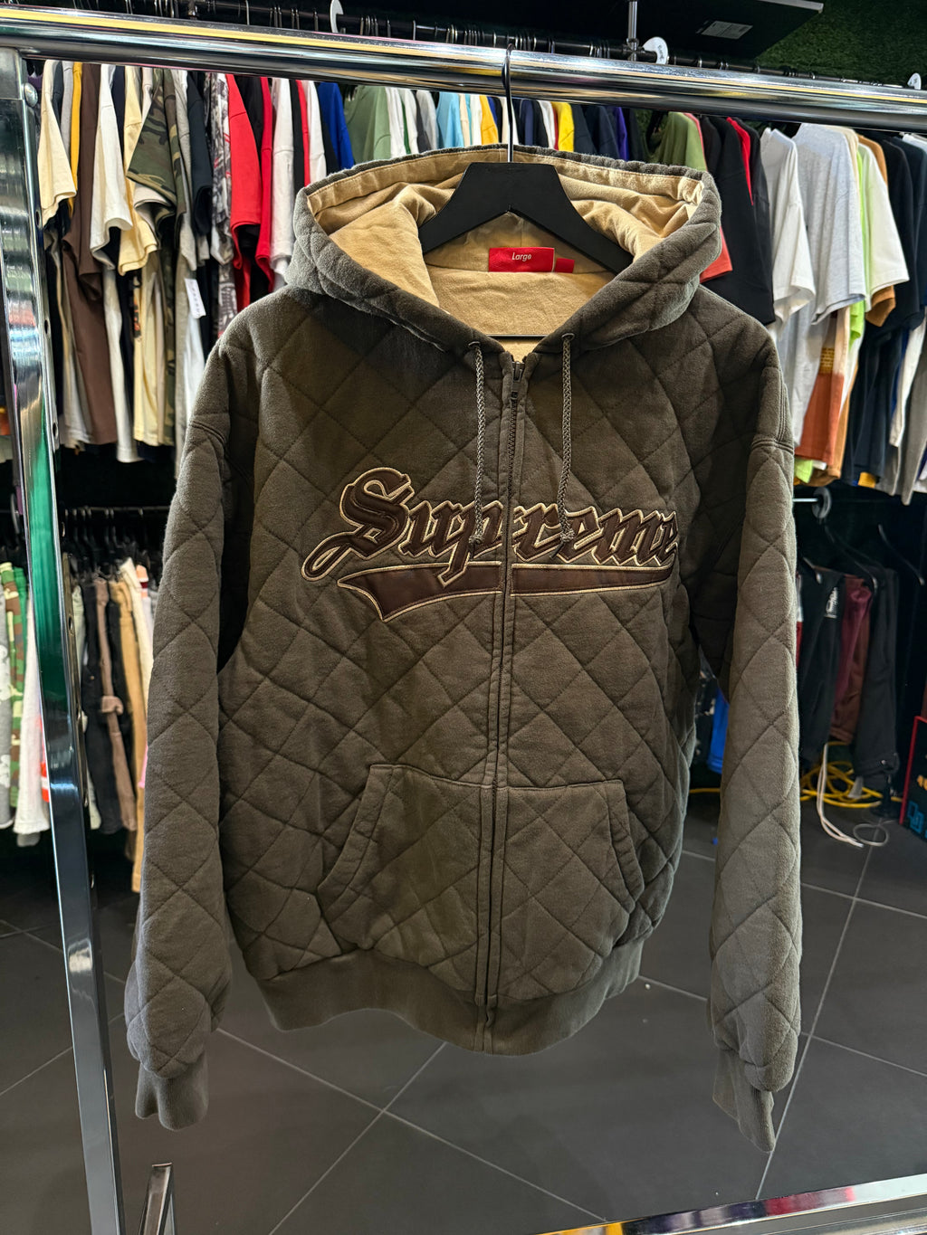 Supreme quilted zip up brown