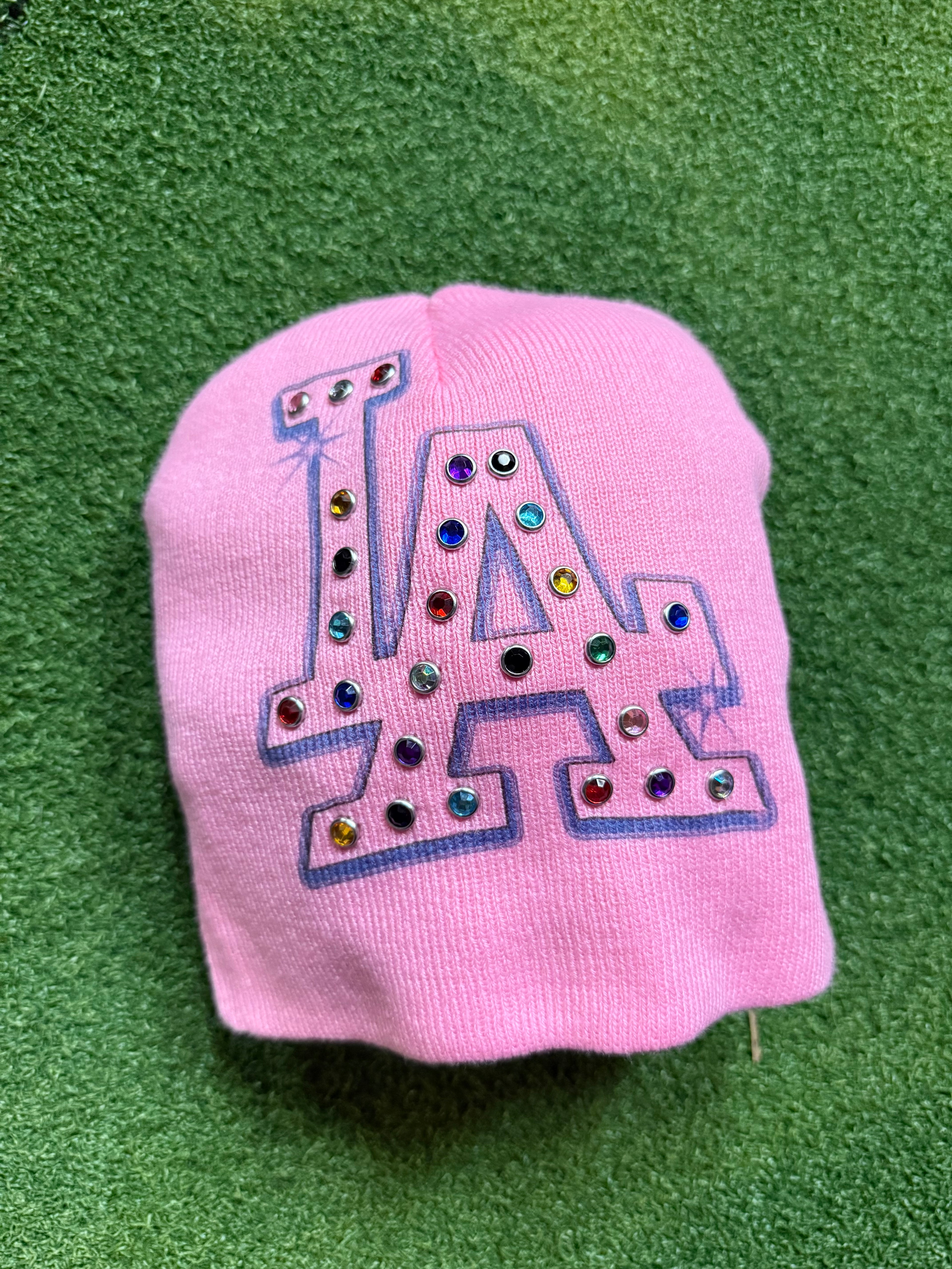 Custom LA bedazzled beanie