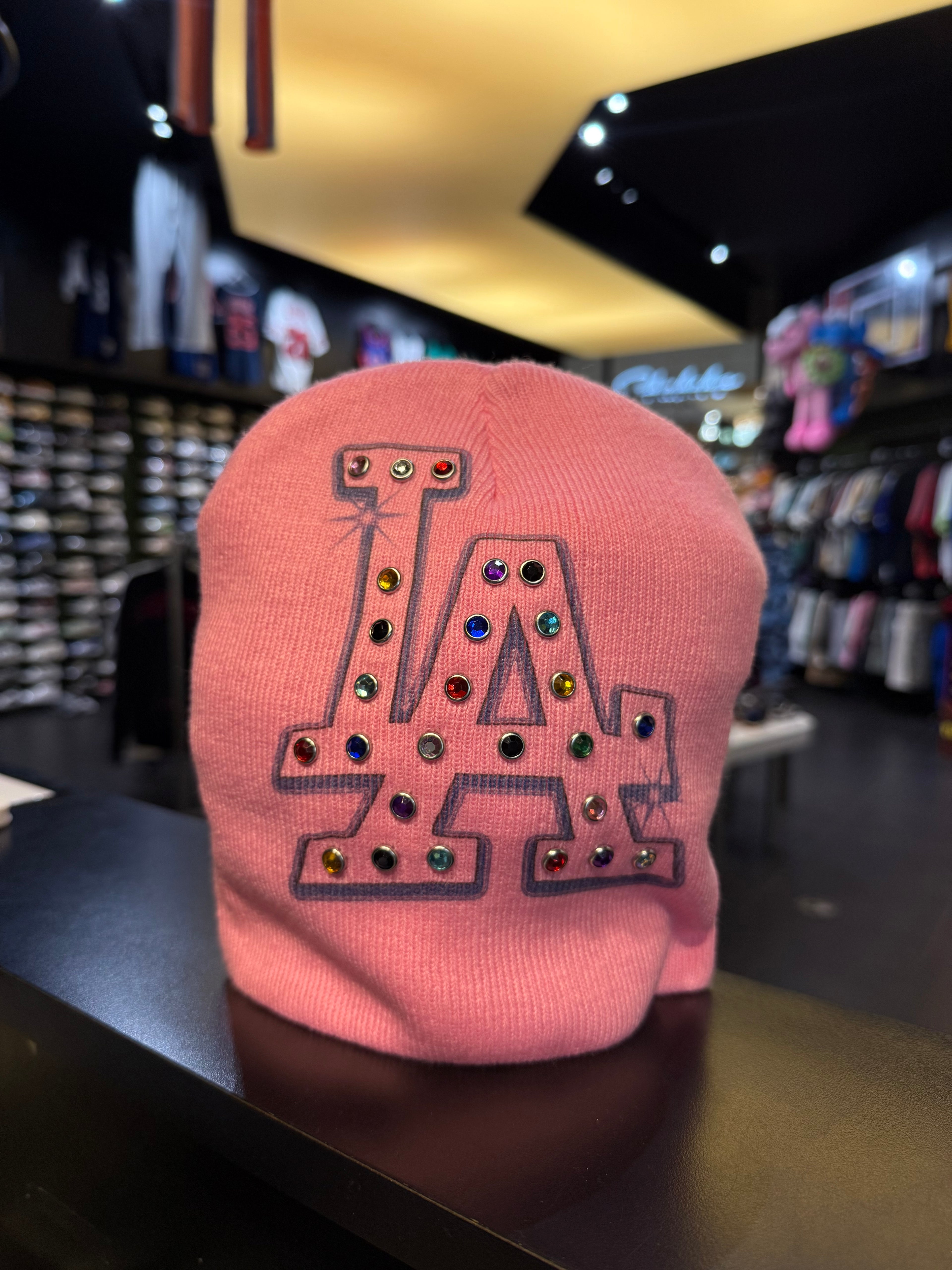 Custom LA bedazzled beanie