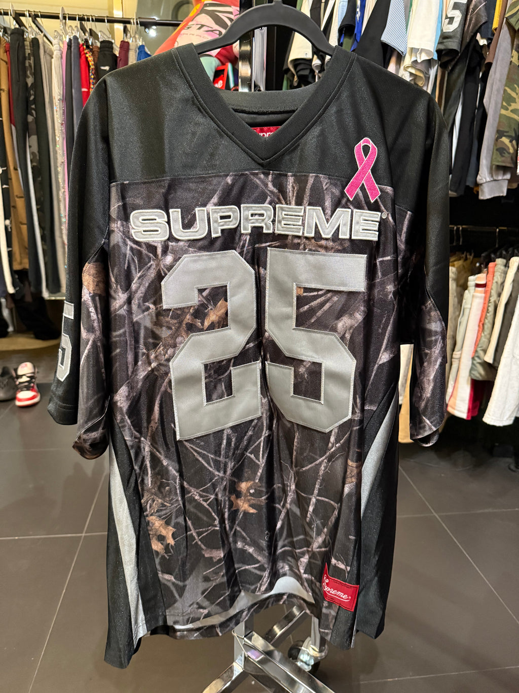 Supreme breast cancer football jersey