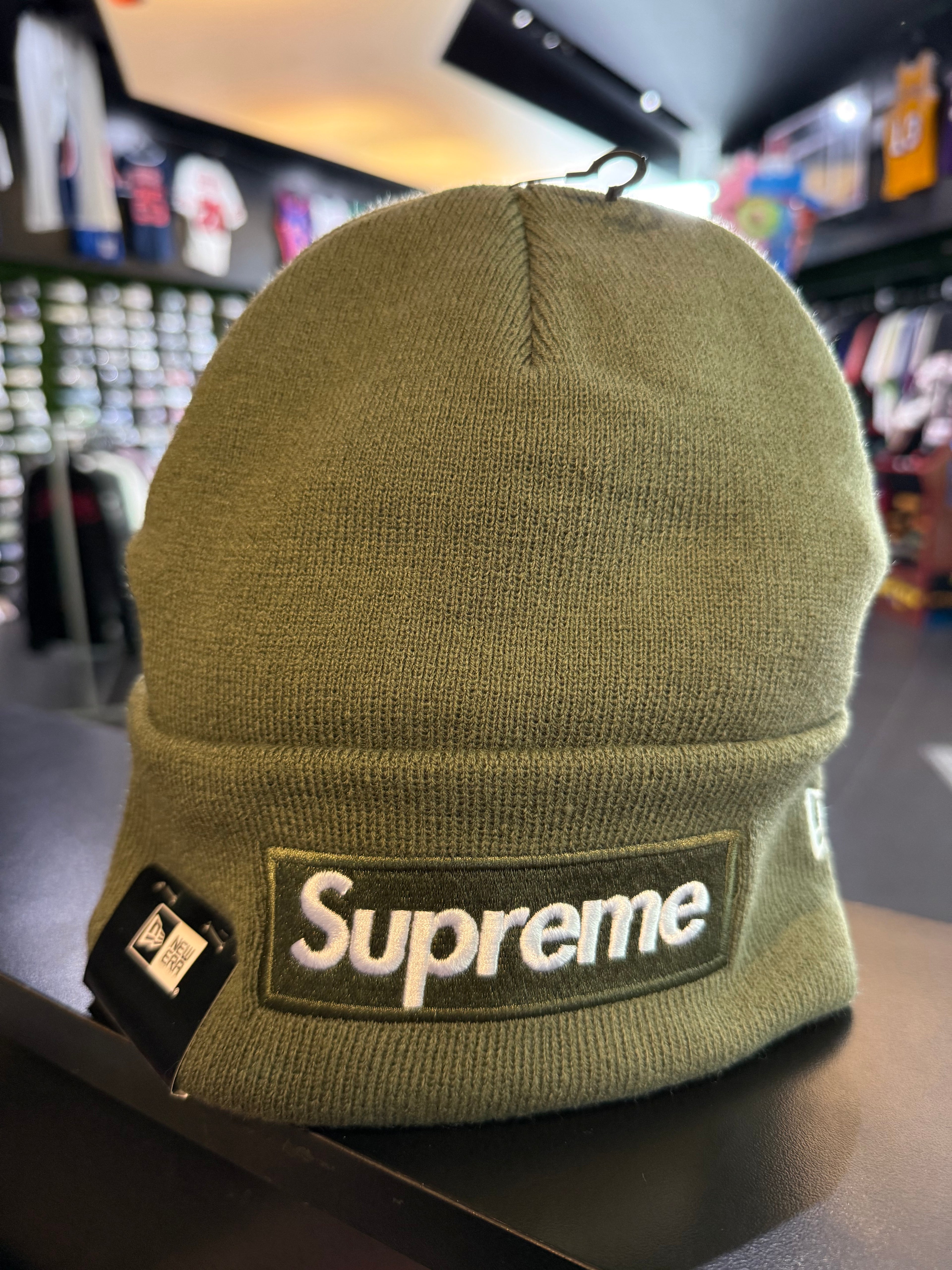 Supreme green box logo beanie