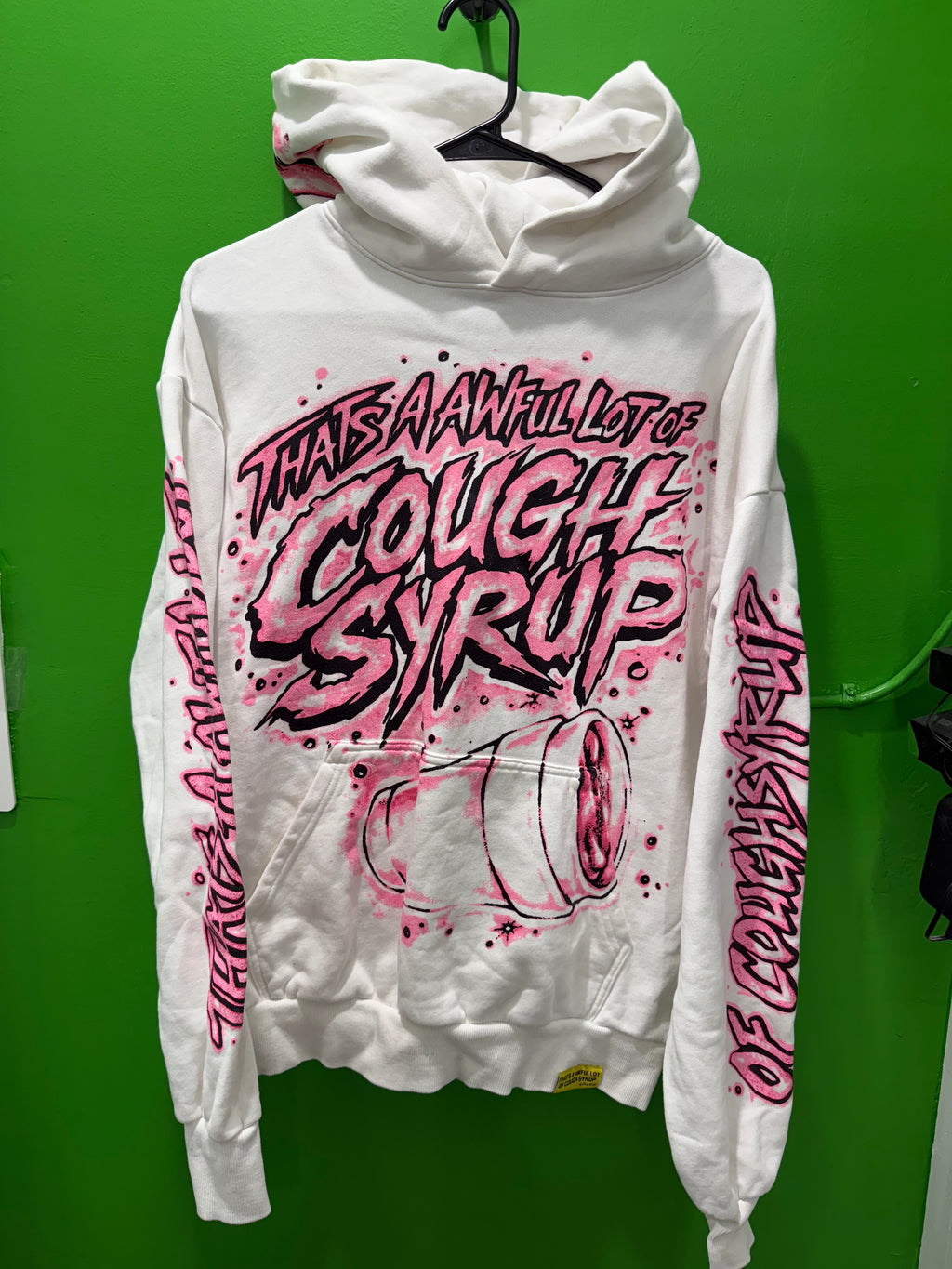 Awful lotta cough syrup white and pink pull over