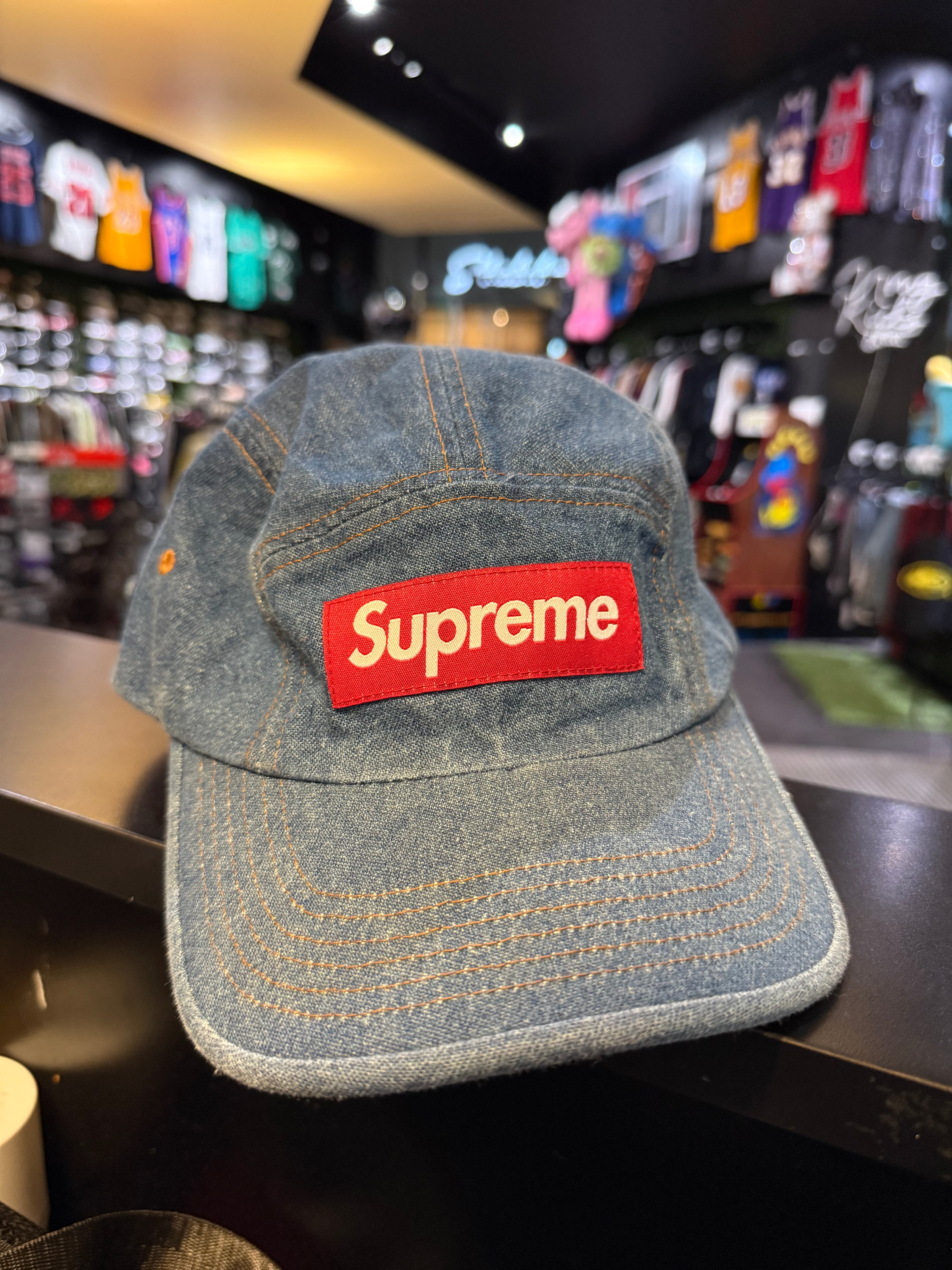 Supreme denim camp strap back