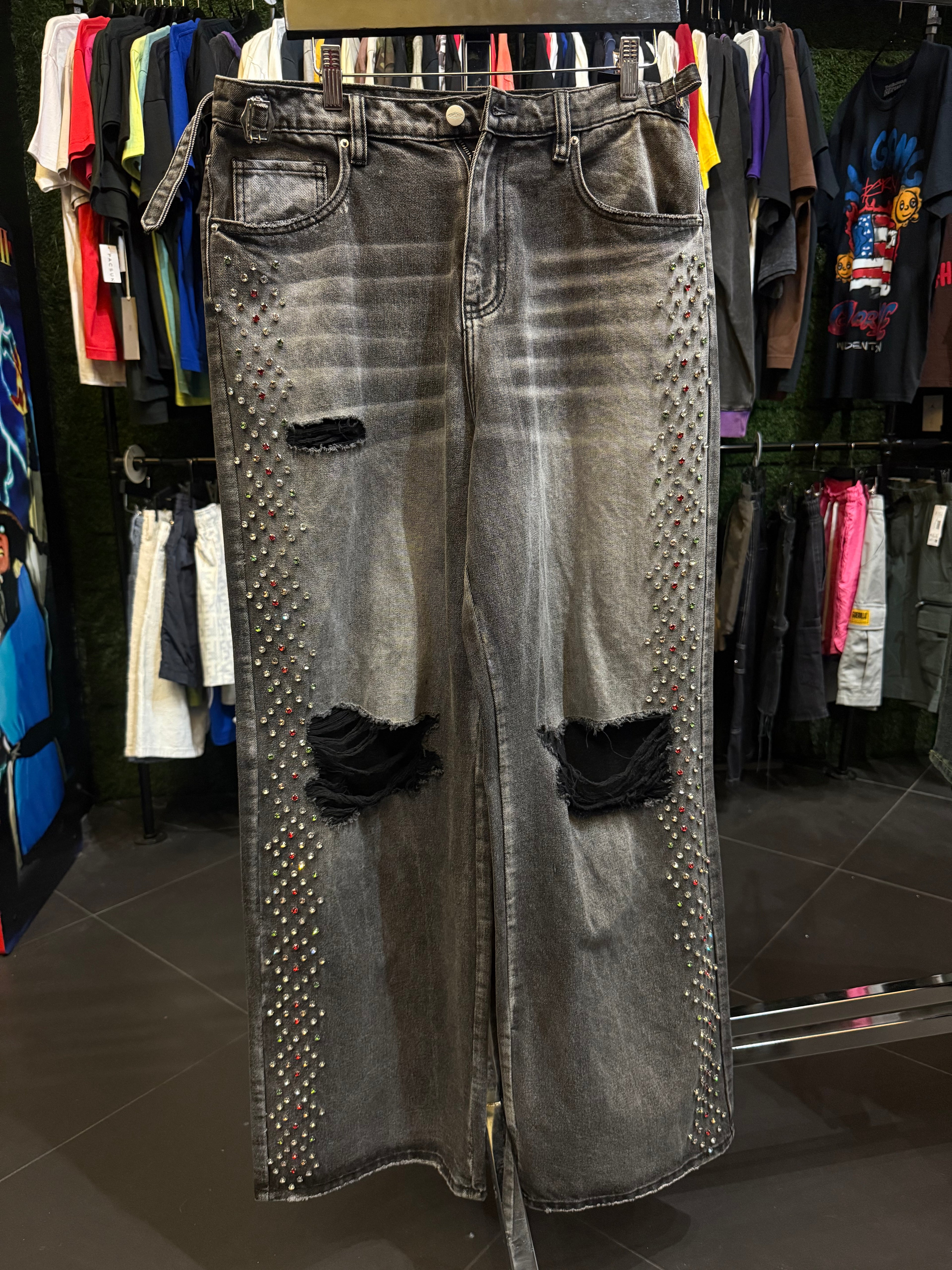 HMDD rhinestone denim