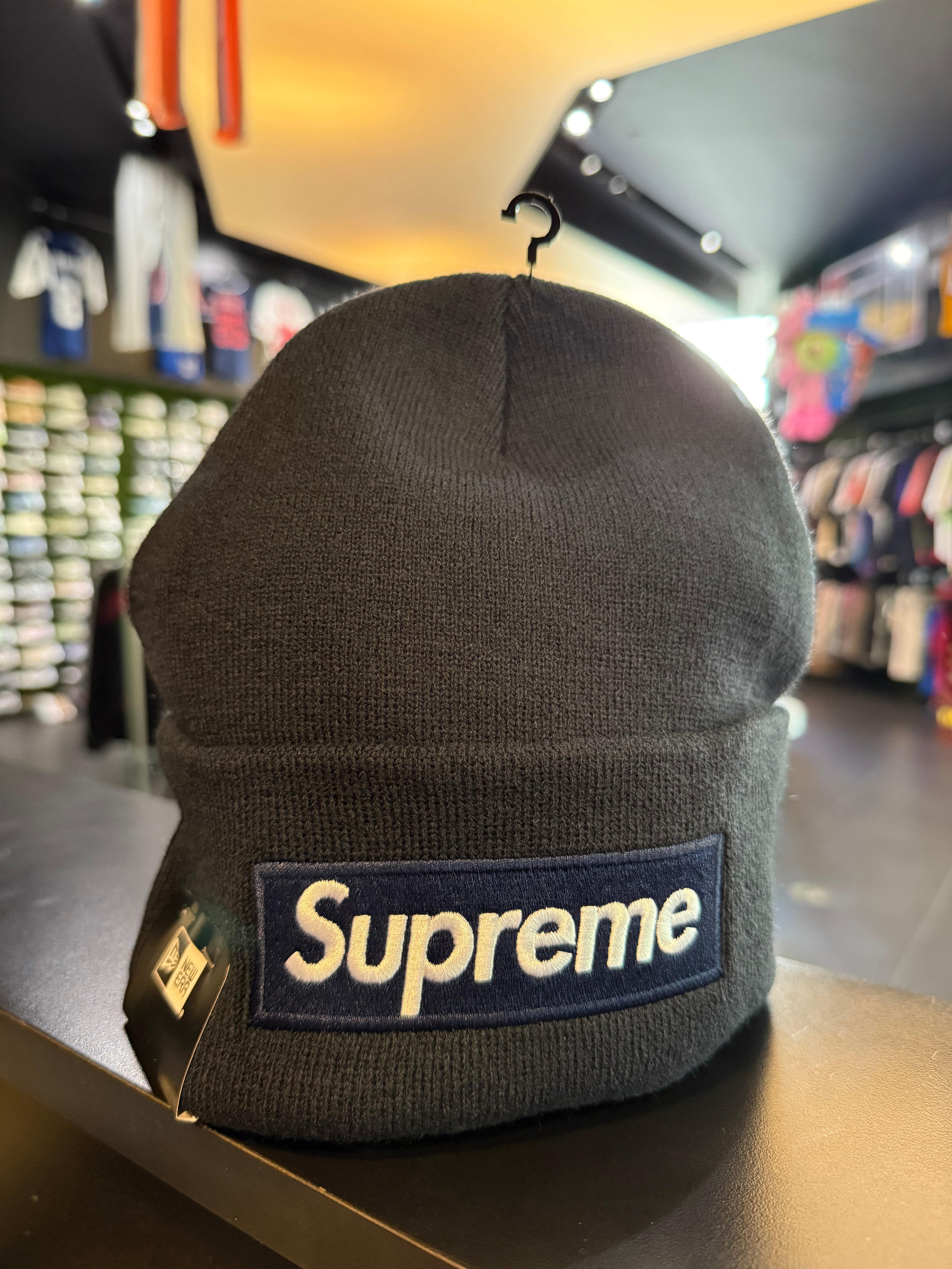 Supreme box logo beanie navy