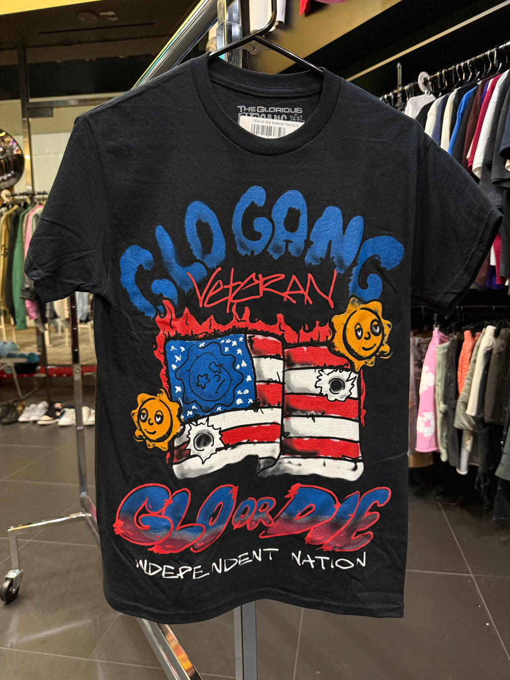 Glo gang American flag tee