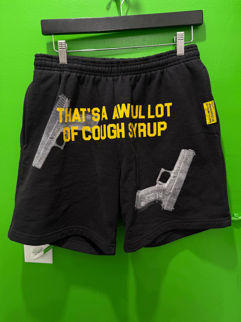 Awful lotta cough syrup Glock shorts yellow and black