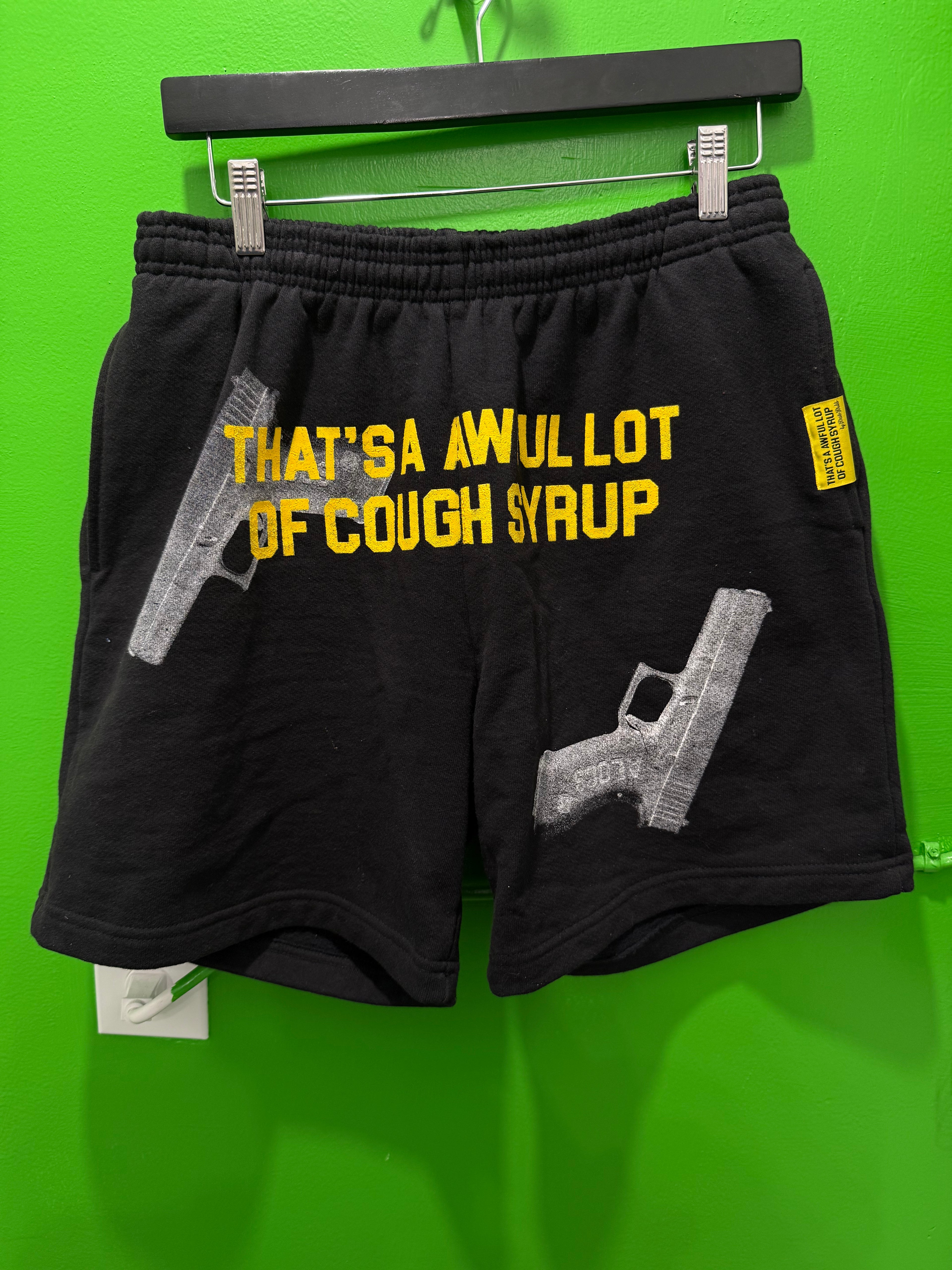 Awful lotta cough syrup Glock shorts yellow and black