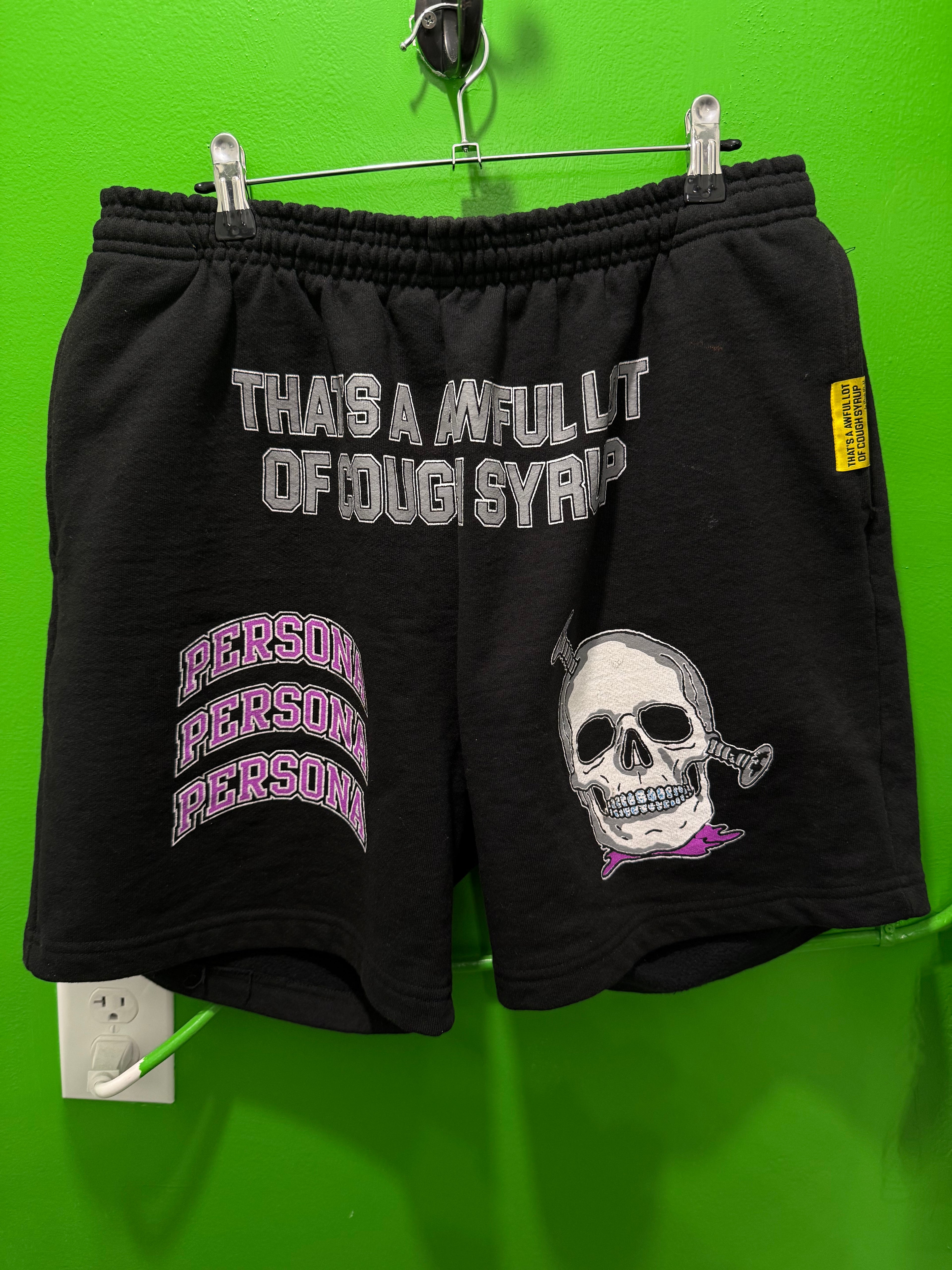 Awful lotta cough syrup skull black and purple shorts