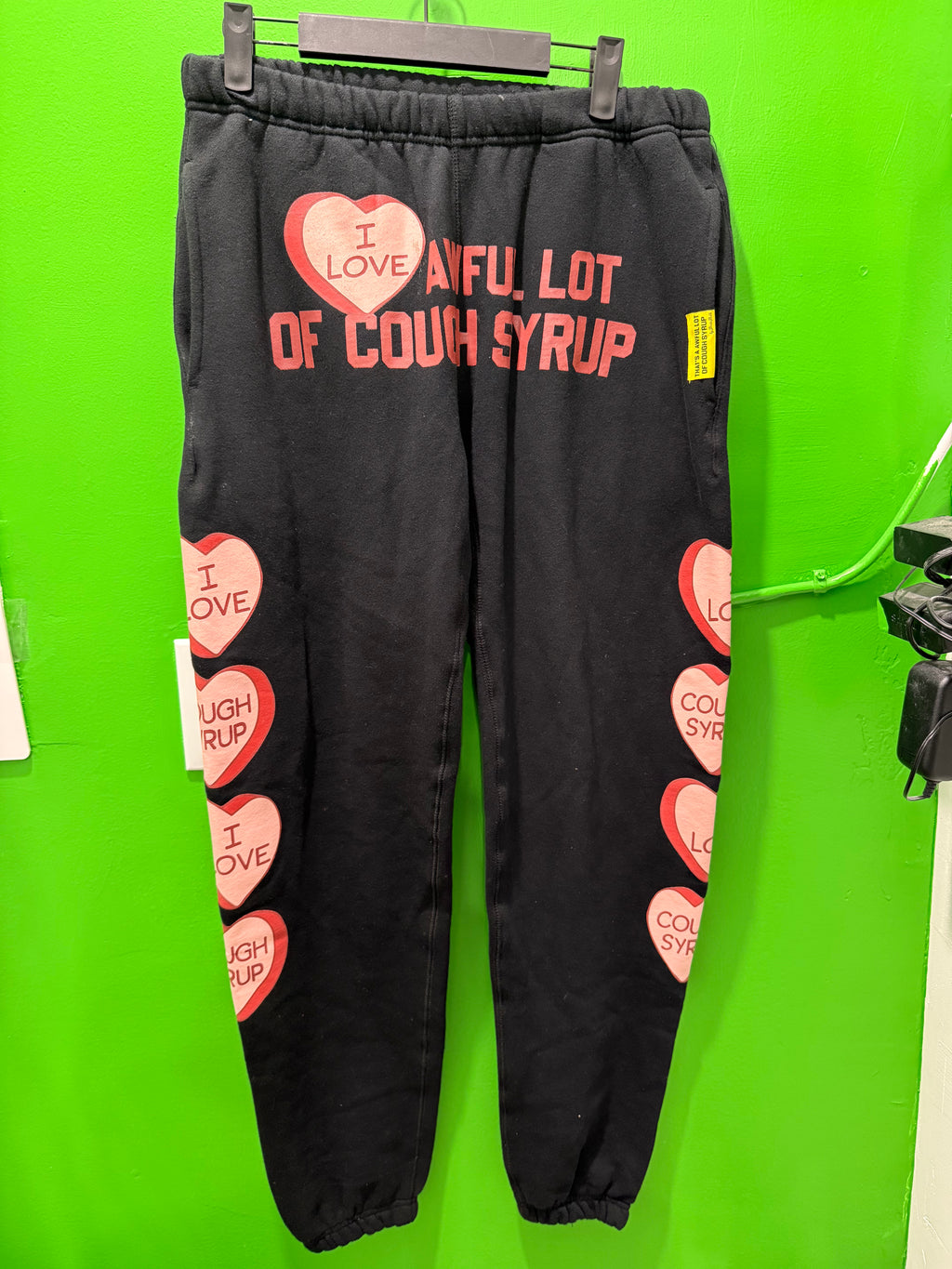 Awful lotta cough syrup heart sweatpants