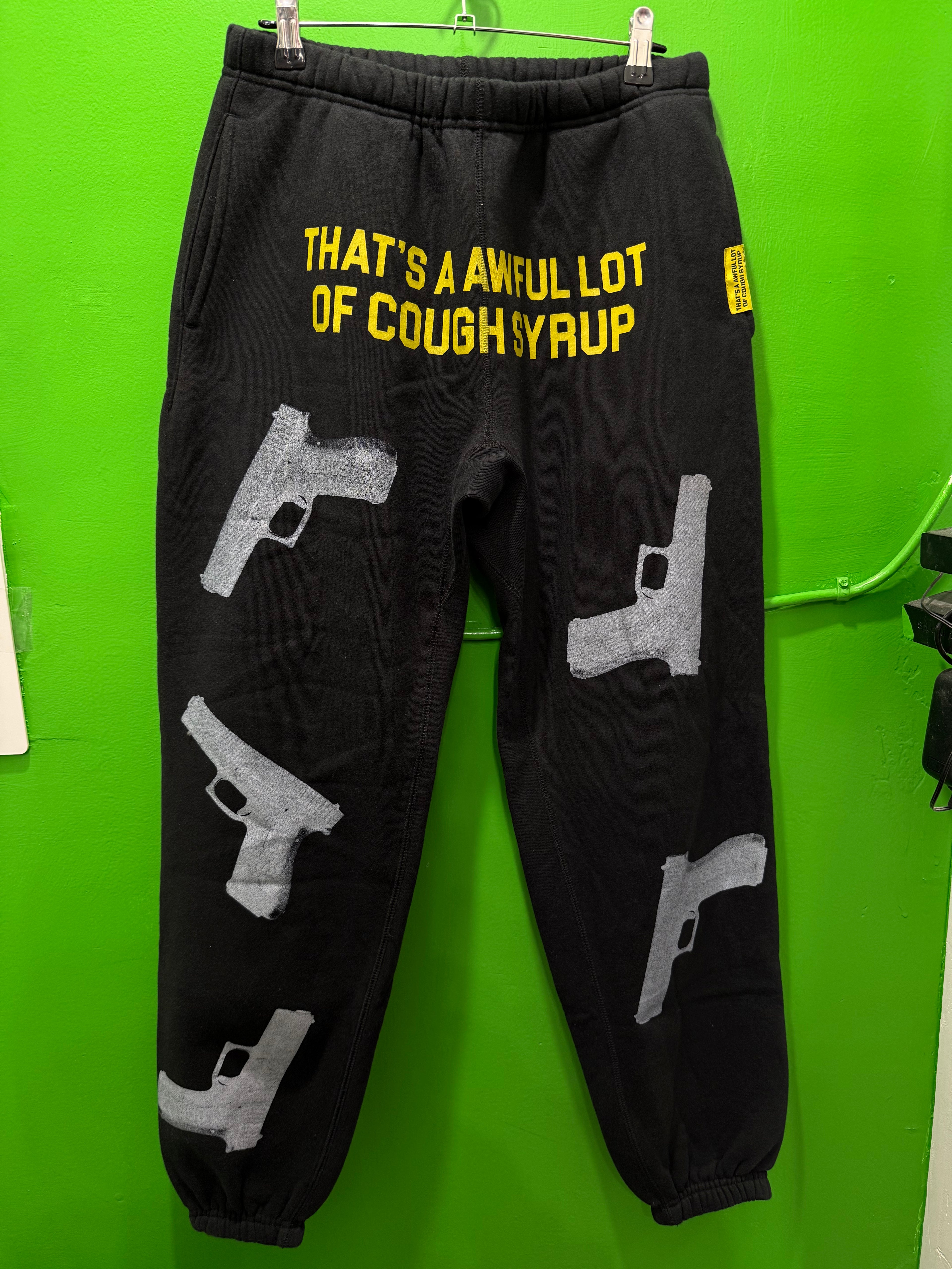 Awful lotta cough syrup Glock sweats yellow and black