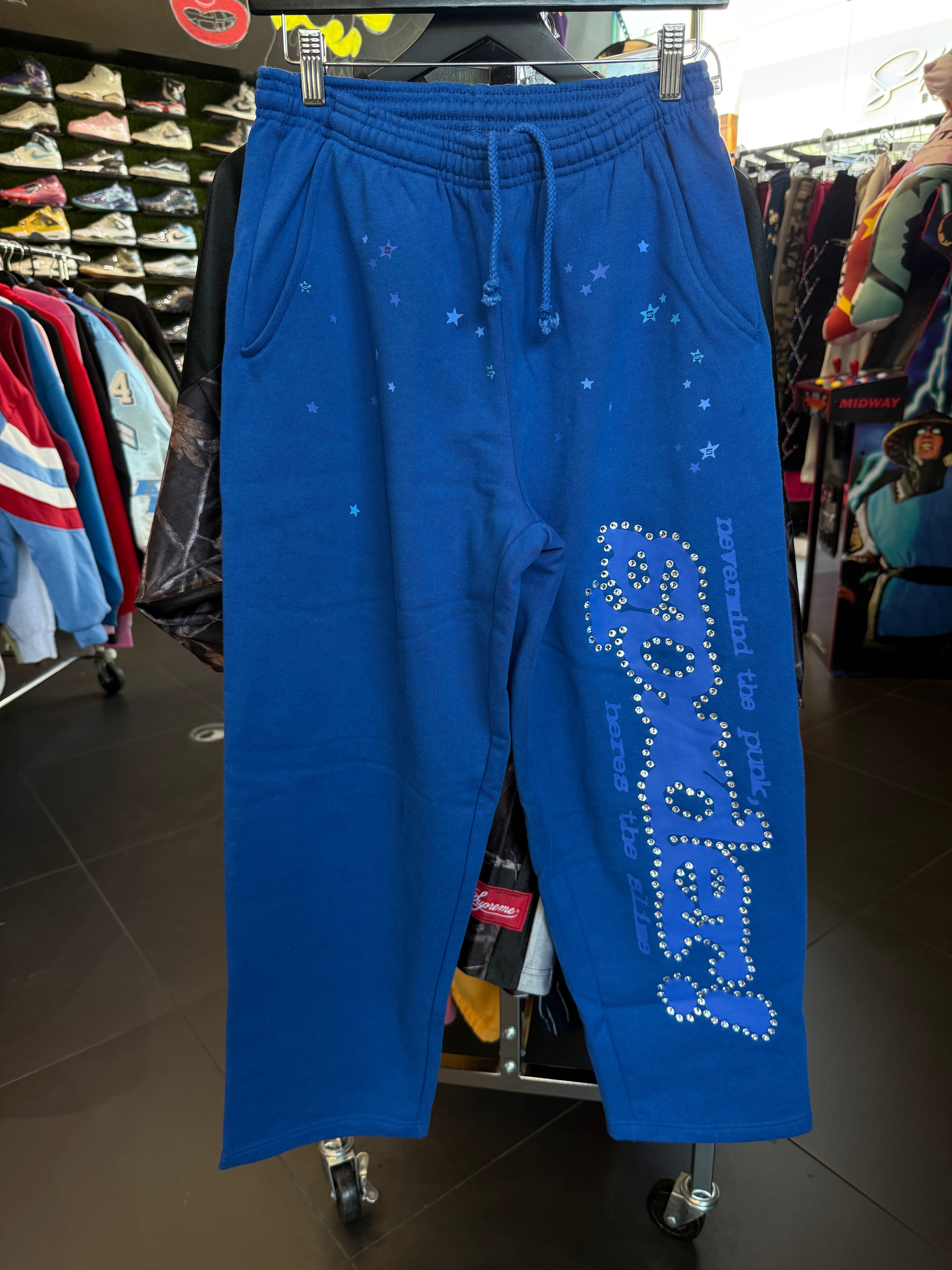 Sp5der rhine stone sweats