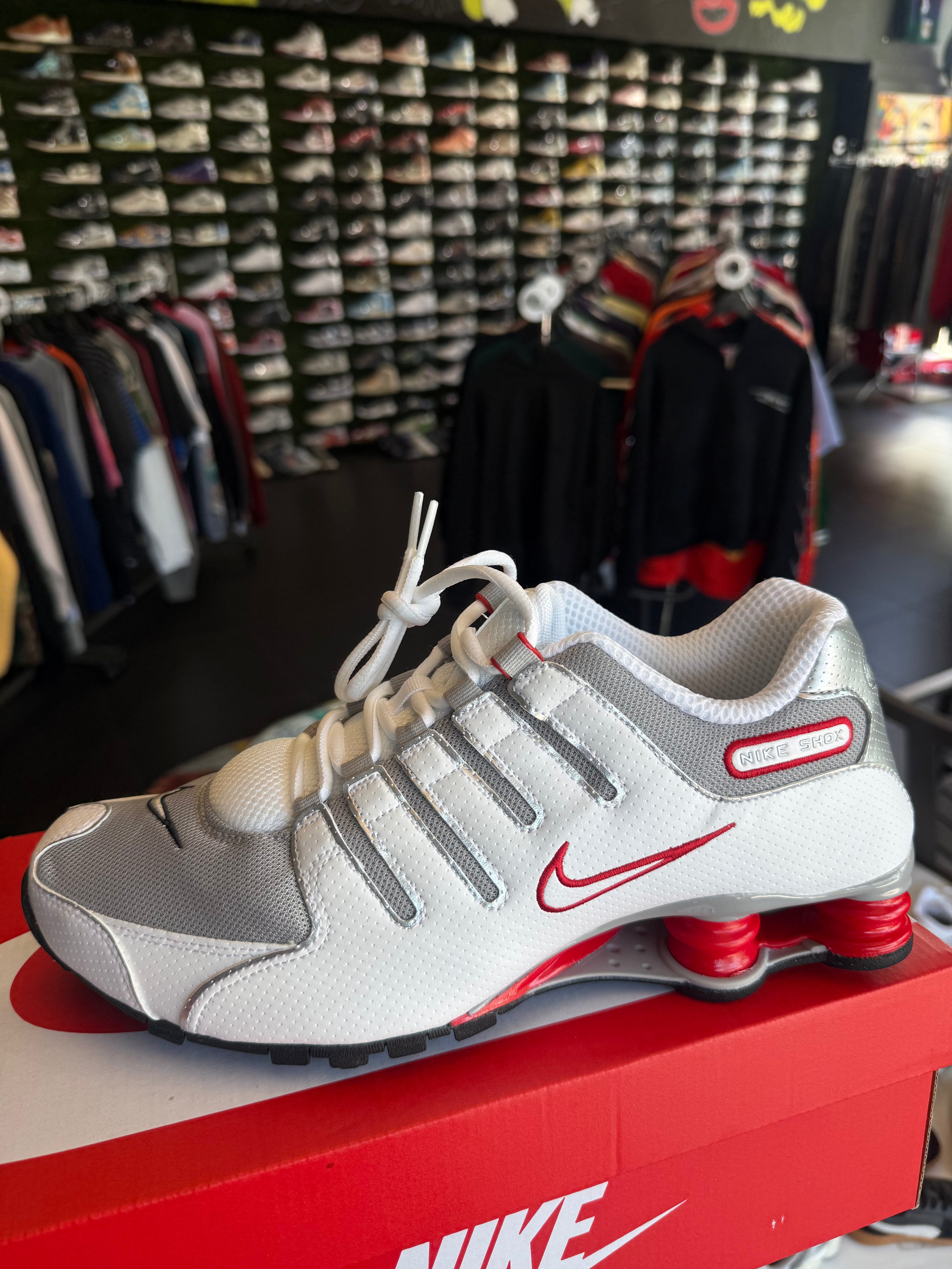 Nike shox white red metallic