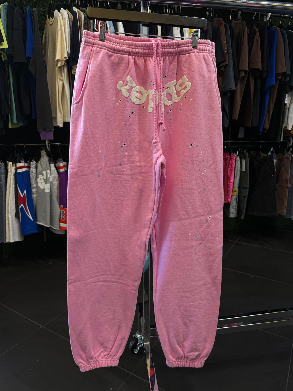 Sp5der pink sweat pants